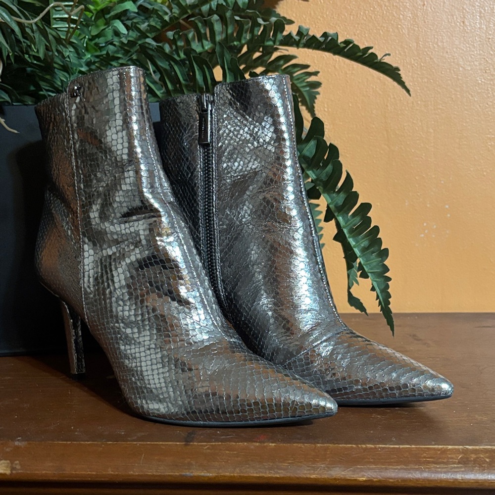 Michael Michael Kors Silver Snakeskin Ankle Boots